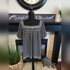 Max Studio - Black and Beige Polka Dot Blouse